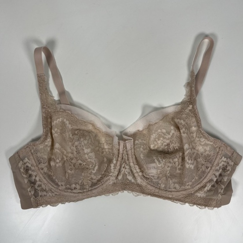 SKARLETT BLUE MINX LACE BALCONETTE‎ BRA IN Beige Tan Pink SIZE 36D